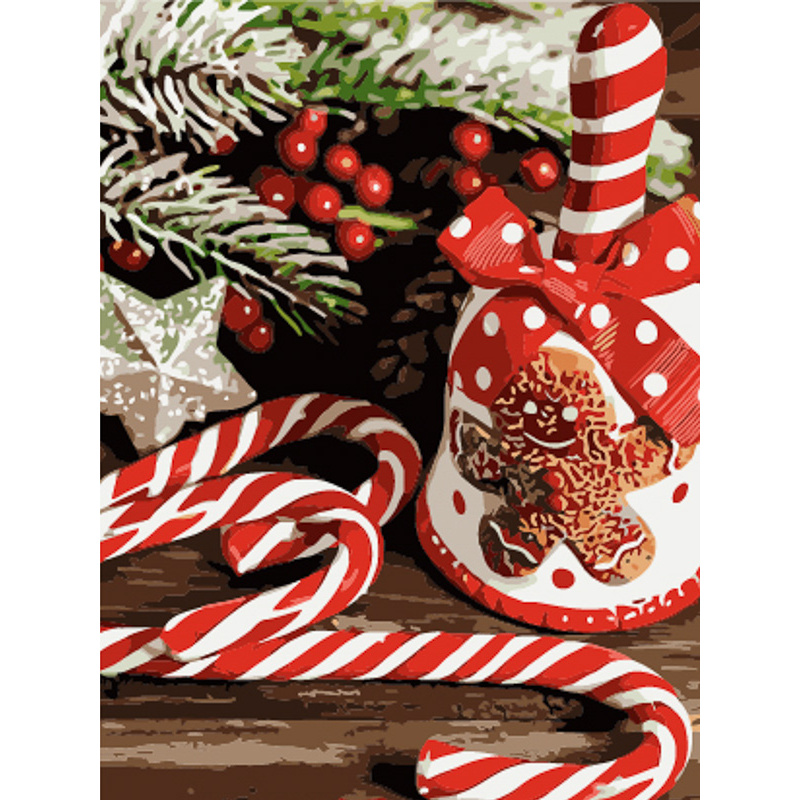 Malen nach Zahlen Strateg PREMIUM Weihnachtssüßigkeiten Größe 30x40 cm (SS6825)