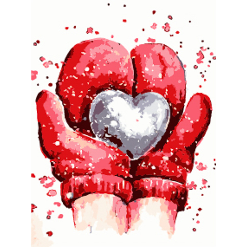 Картина за номерами Strateg ПРЕМІУМ В рукавичках серце розміром 30х40 см (SS6836)