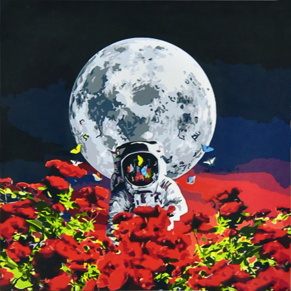 Картина за номерами Strateg   Космонавт на місяці розміром 50х50 см (AA012)