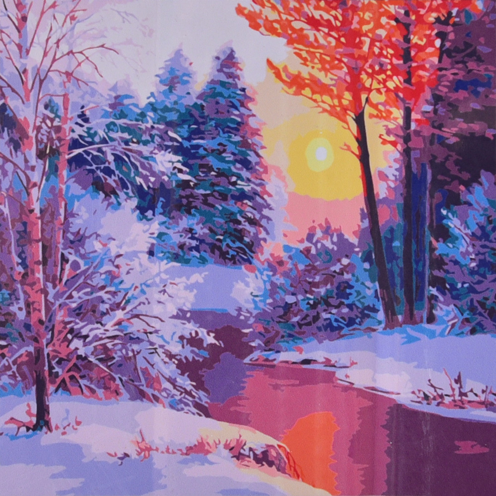 Painting by numbers Strateg PREMIUM Winter time with varnish and level, 40x40 cm (SK066)