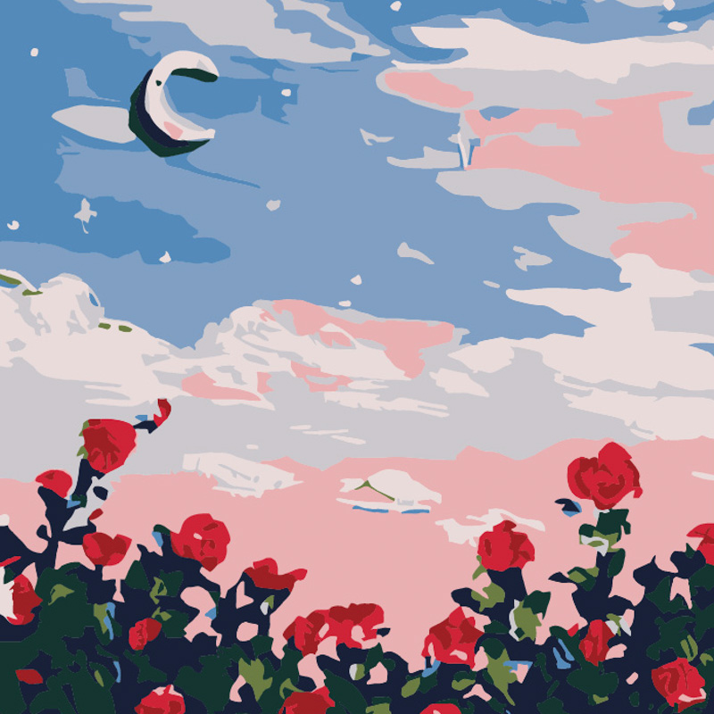 Картина за номерами Strateg Місяць в трояндах розміром 20х20 см (HH5119)