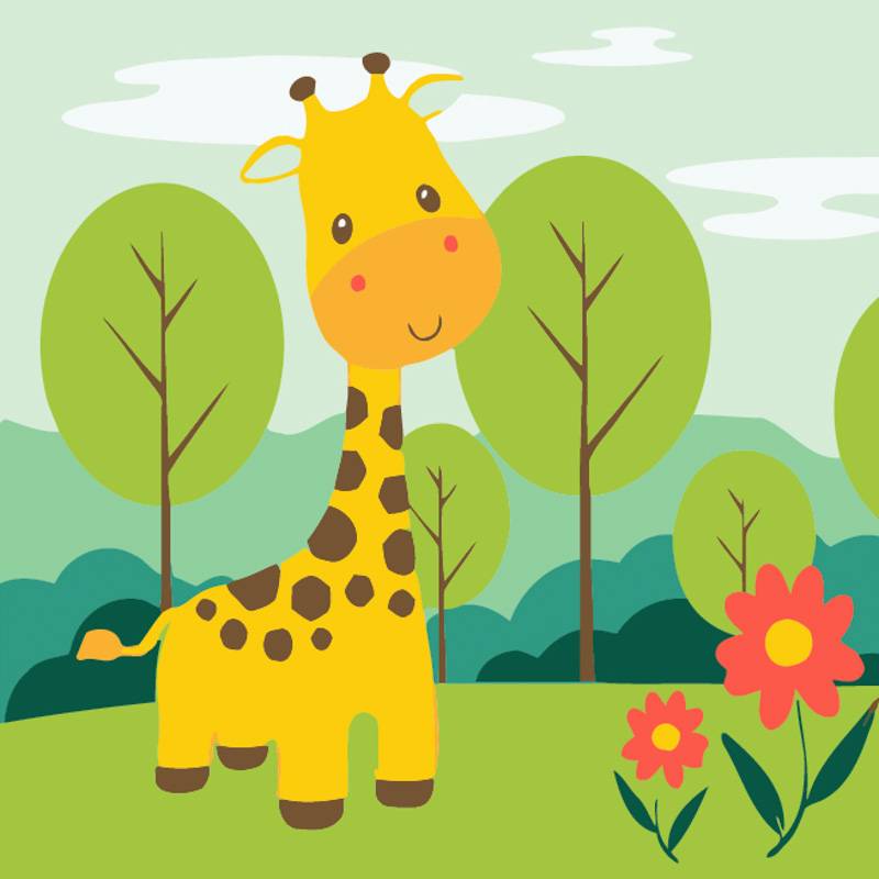 Картина за номерами Strateg Веселий жирафчик розміром 20х20 см (HH5780)