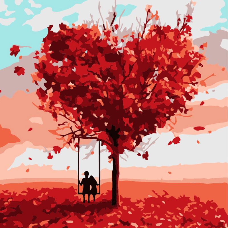 Картина за номерами Strateg Дерево кохання розміром 20х20 см (HH5789)
