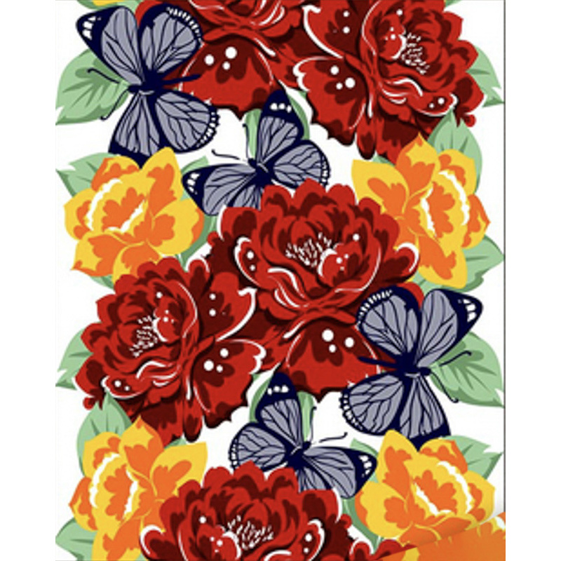 Алмазна мозаїка Strateg ПРЕМІУМ Квітковий орнамент з метеликами розміром 40х50 см  (SK86010)