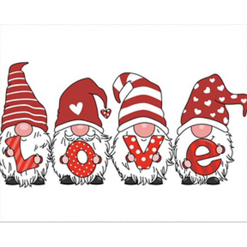 Алмазна мозаїка Strateg ПРЕМІУМ Gnomes  with  love lettering розміром 40х50 см  (SK86016)