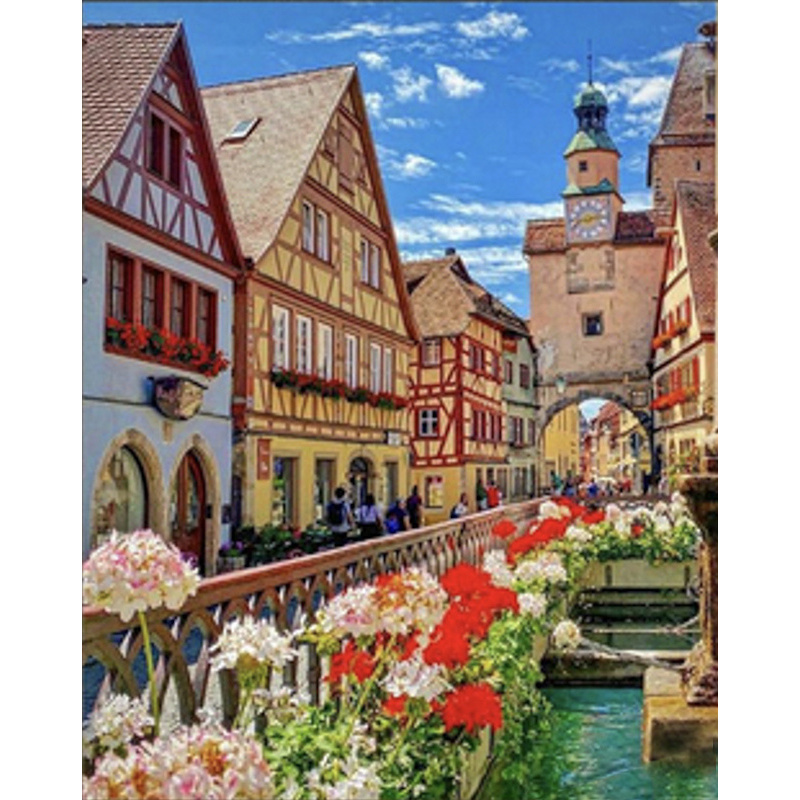 Diamantmosaik Strateg PREMIUM Häuser Rothenburg ob der Tauber Größe 30x40 cm (HEG84751)