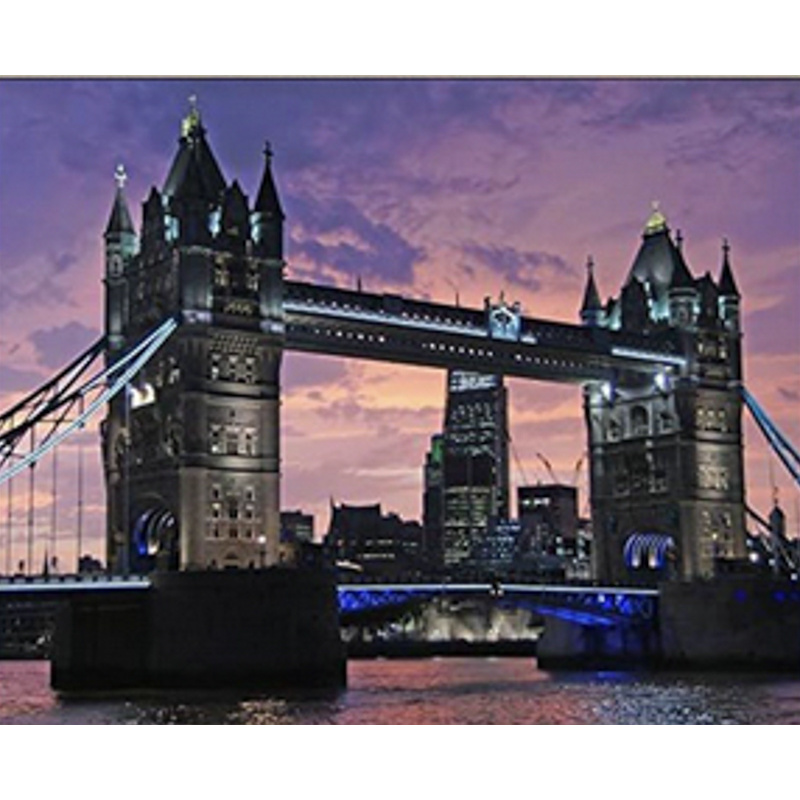 Diamantmosaik Strateg PREMIUM Evening Tower Bridge Größe 30x40 cm (HEG86035)