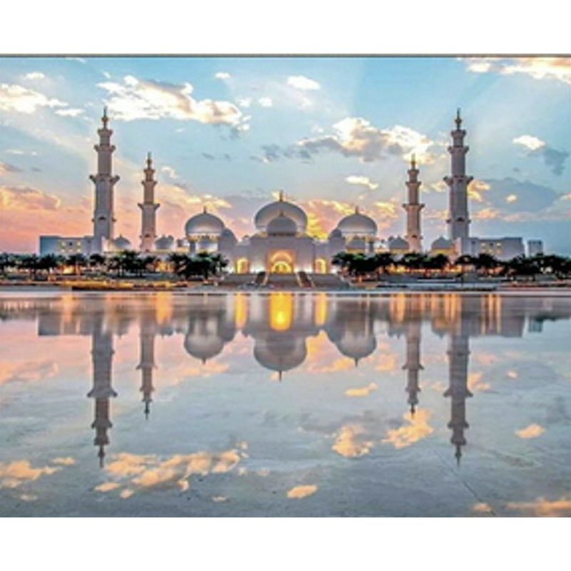 Алмазна мозаїка Strateg ПРЕМІУМ Мечеть шейха Зайда розміром 30х40 см (HEG86039)