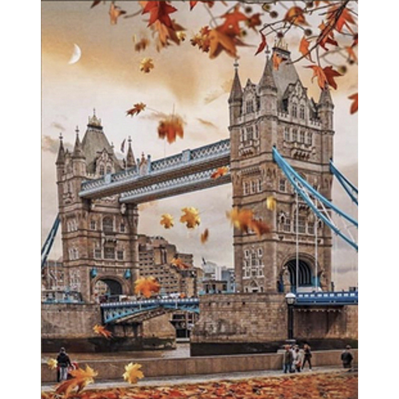 Diamantmosaik Strateg PREMIUM Tower Bridge im Herbstformat 30x40 cm (HEG86062)