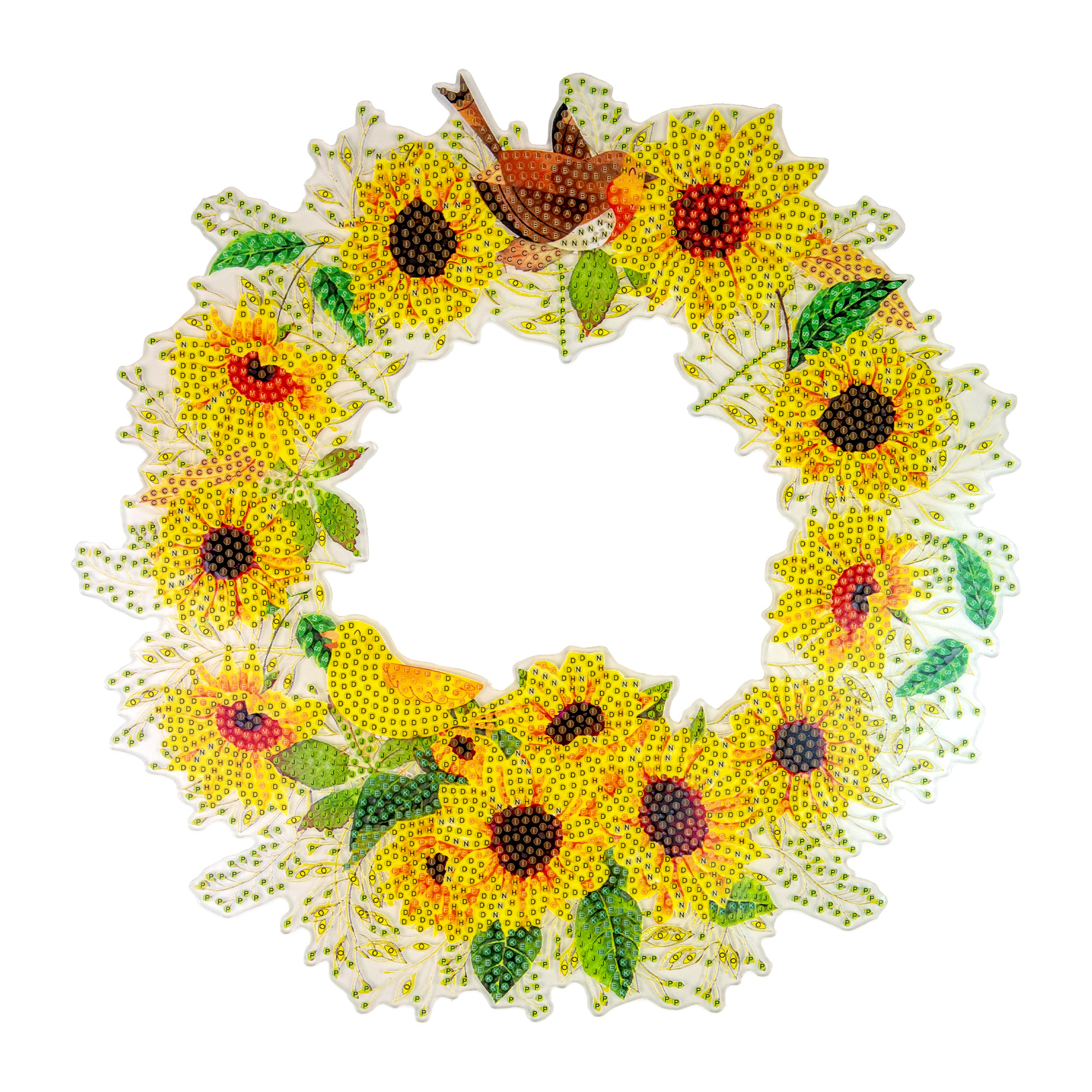 Diamond mosaic Strateg PREMIUM Wreath of sunflowers hanging 30x30 cm (HHE26387)