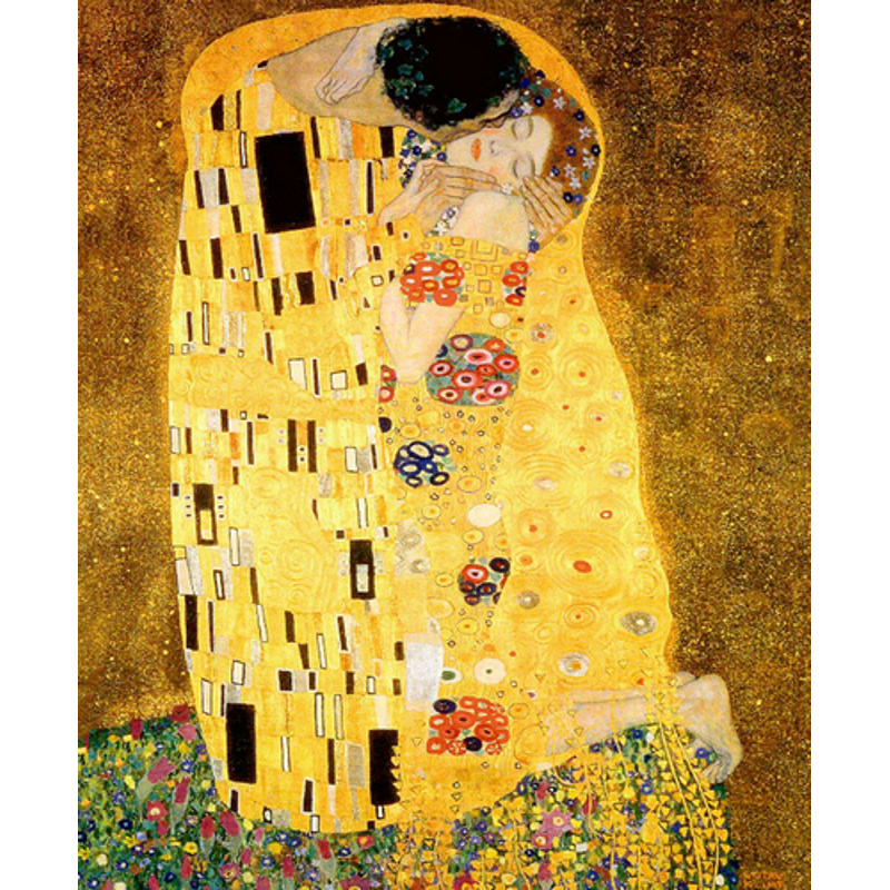 Алмазна мозаїка Strateg ПРЕМІУМ Густав Клімт Поцілунок  без підрамника розміром 40х50 см  (GC73118)