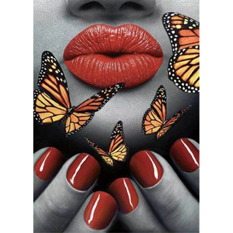 Алмазная мозаика Strateg ПРЕМИУМ Поцелуй бабочки без подрамника размером 30х40 см (GD86091)