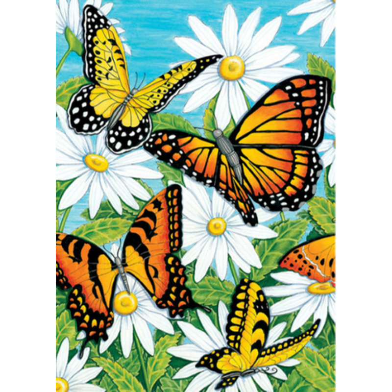 Diamantmosaik Strateg PREMIUM Schmetterlinge in Gänseblümchen rahmenlos Größe 30x40 cm (GD86103)