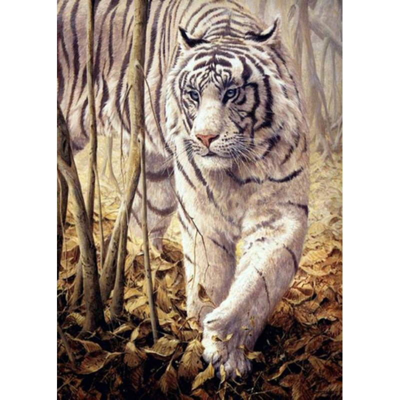 Алмазная мозаика Strateg ПРЕМИУМ Белый тигр без подрамника размером 30х40 см (GD86104)