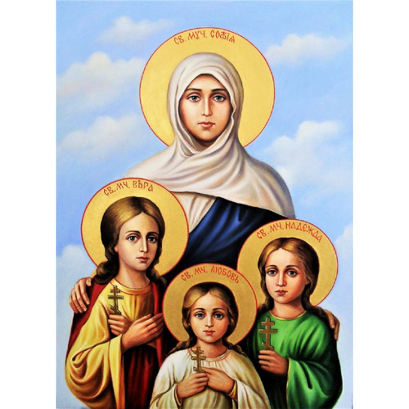Diamond mosaic Icon of Faith, Hope, Love and their mother Sophia without a subframe 50x65 cm (SGK86084)