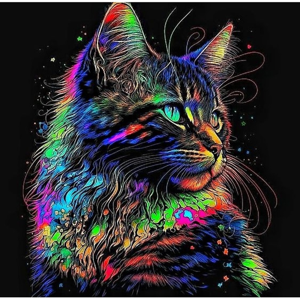 Painting by numbers Strateg PREMIUM Bright kitten on a black background 40x40 cm (AV4040-11)