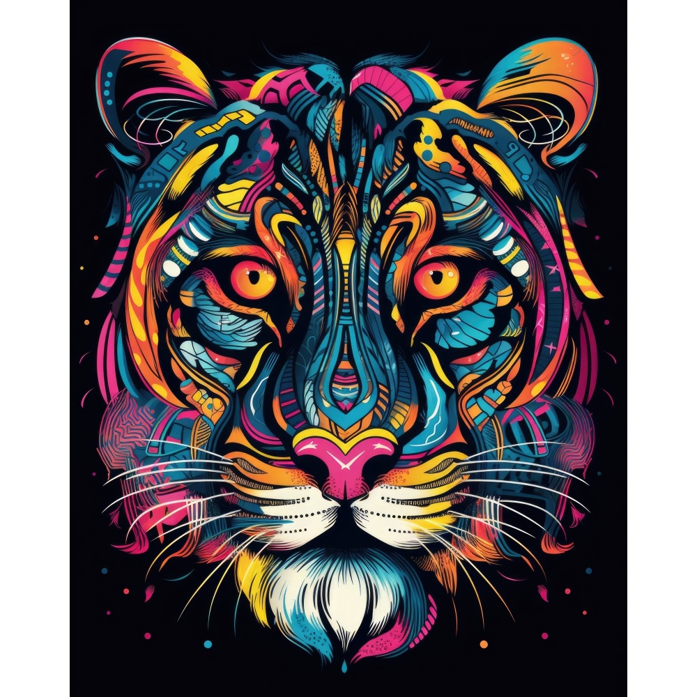 Malen nach Zahlen Strateg PREMIUM Fantastischer Tiger auf schwarzem Hintergrund, Größe 40x40 cm (AV4040-13)