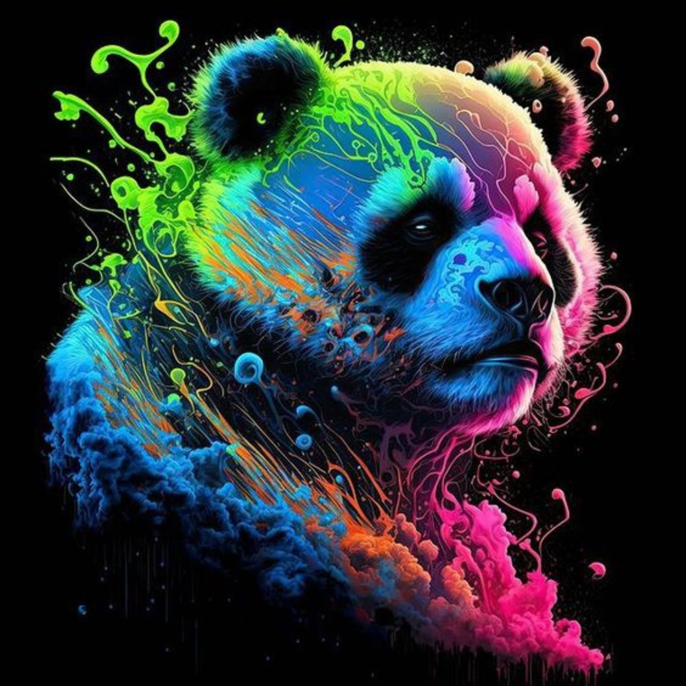 Painting by numbers Strateg PREMIUM Bright panda on a black background 40x40 cm (AV4040-15)