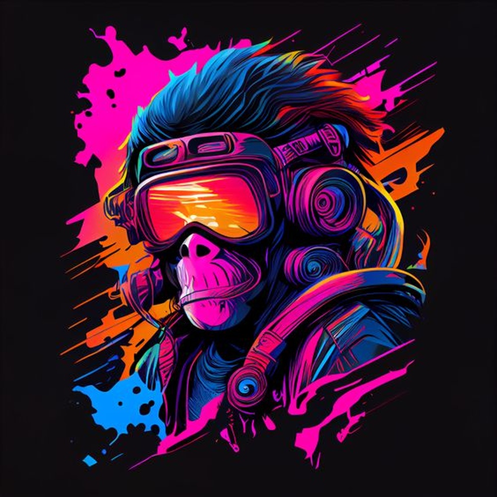 Painting by numbers Strateg PREMIUM Brutal monkey on a black background 40x40 cm (AV4040-16)