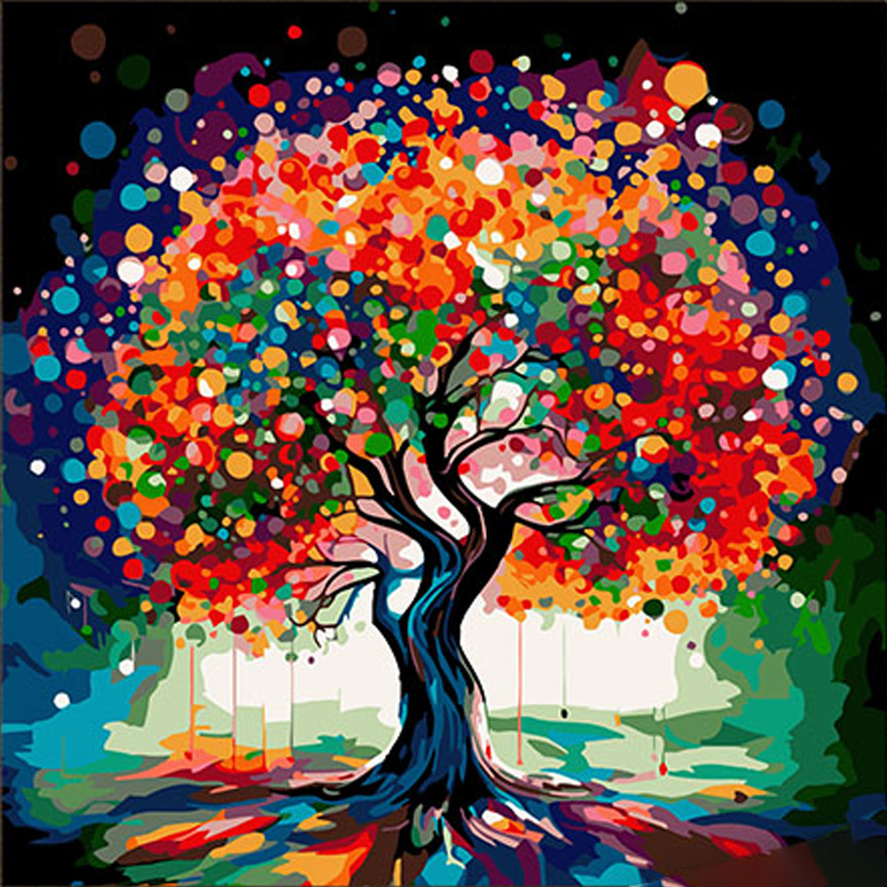 Картина за номерами "Дерево змін" проективна картина. Сюжет № 4 розміром 40х40 см (AV4040-24)