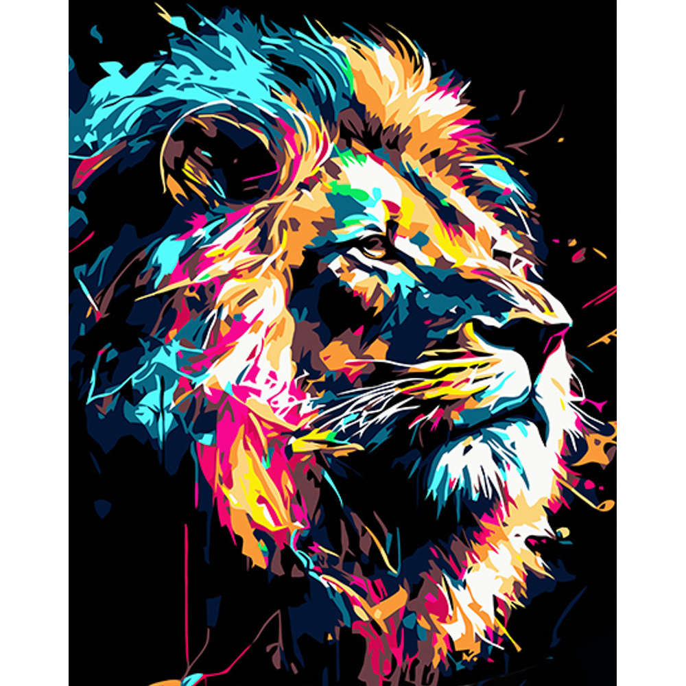 Painting by numbers Strateg PREMIUM Mighty Lionon a black background 40x50 cm (AH1027)