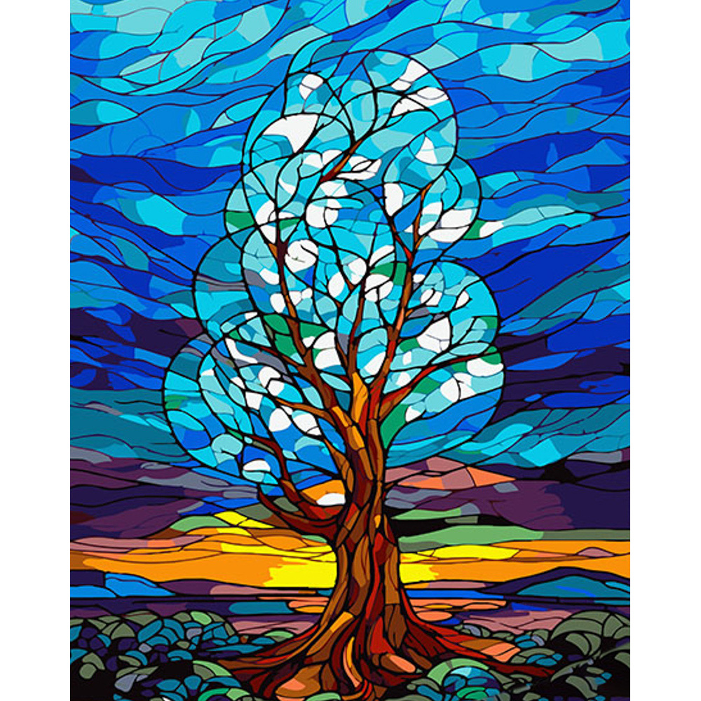 Картина за номерами "Дерево змін" проєктивна картина. Сюжет № 2 розміром 40х50 см (AH1084)