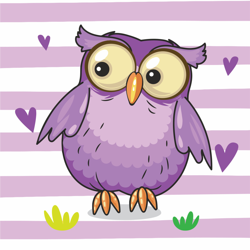 Картина по номерам Strateg ПРЕМИУМ Фиолетовая сова с лаком и с уровнем размером 30х30 см (ES-0819)