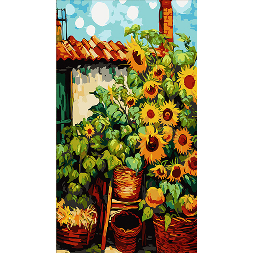 Painting by numbers Strateg Sunflowers at the house 50x25 cm (WW154)