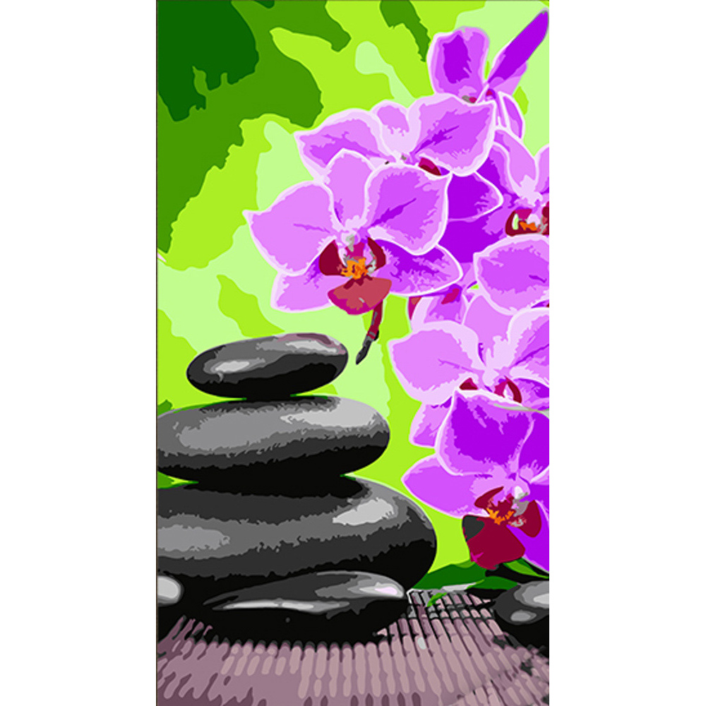 Картина по номерам Strateg Орхидеи и черные камни размером 50х25 см (WW169)