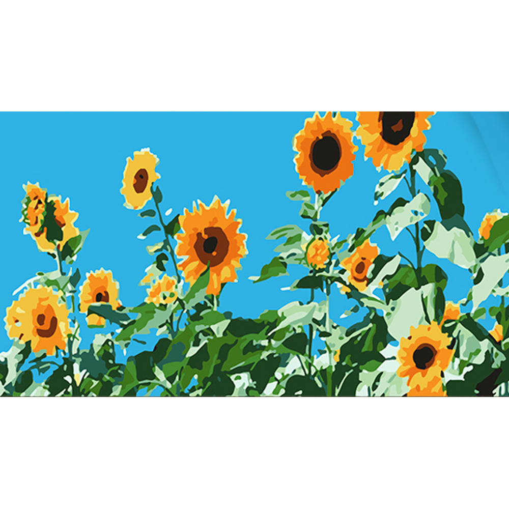 Malen nach Zahlen Strateg Sonnenblumen im Feld Größe 50x25 cm (WW180)