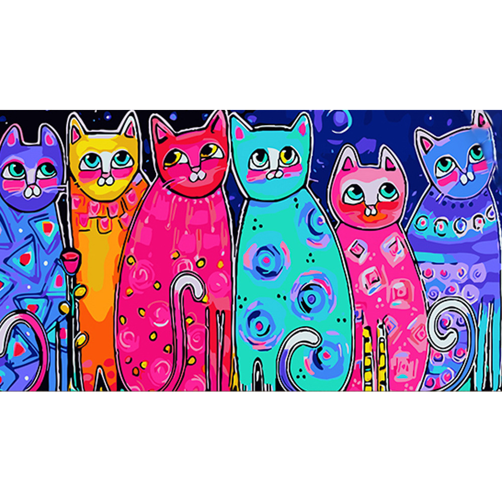 Картина по номерам Strateg Разноцветные котики размером 50х25 см (WW182)