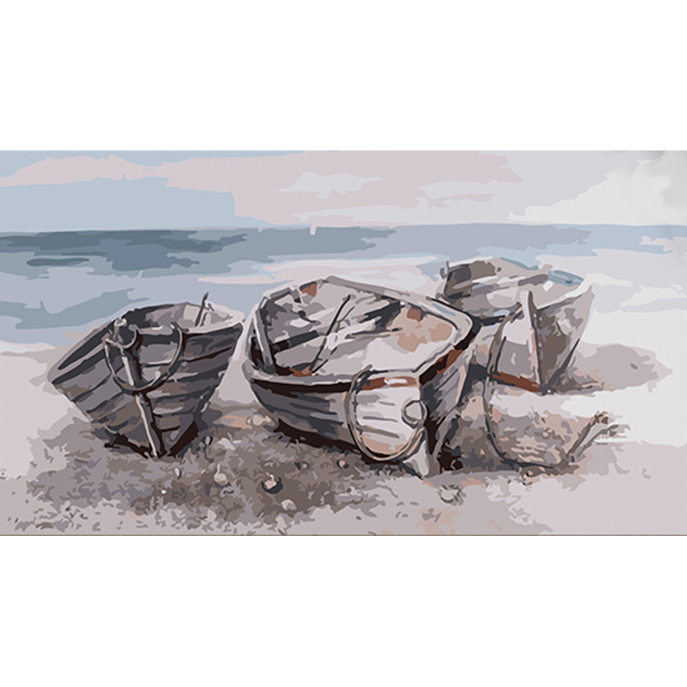 Painting by numbers Strateg Boats on the seashore, 50x25 cm (WW183)