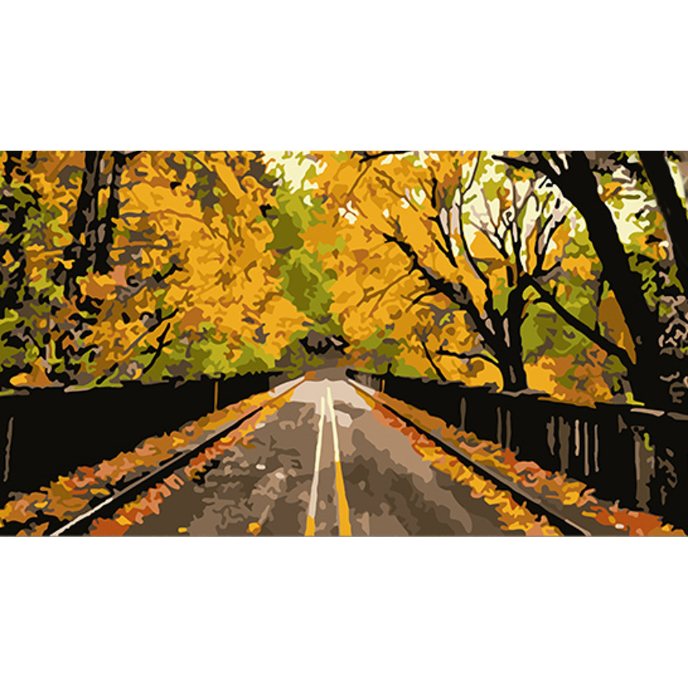 Картина по номерам Strateg Осенняя дорога размером 50х25 см (WW206)