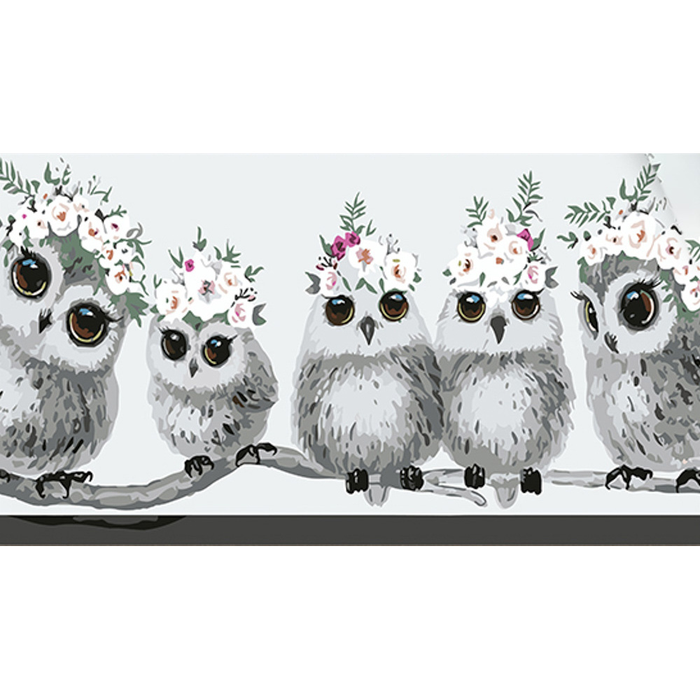 Painting by numbers Strateg Owls in wreaths 50x25 cm (WW207)