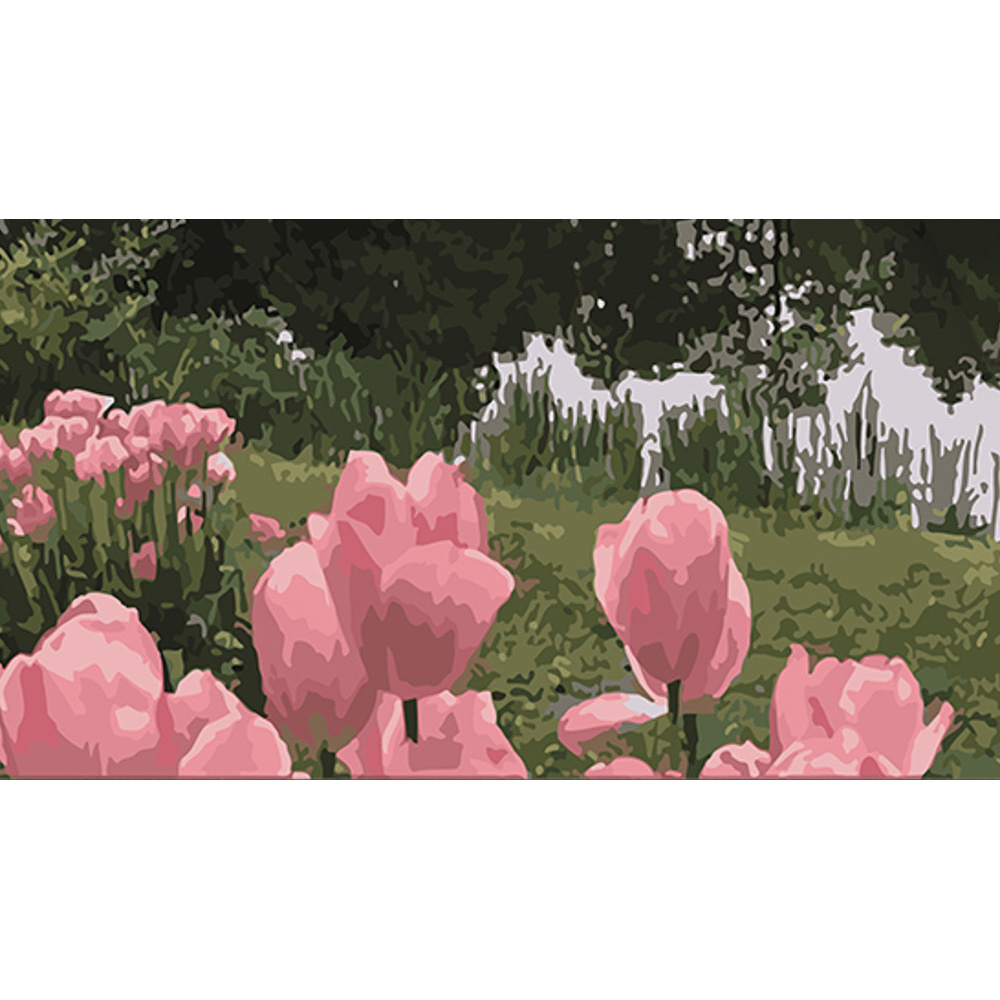 Картина за номерами Strateg Розкішне поле тюльпанів розміром 50х25 см (WW209)