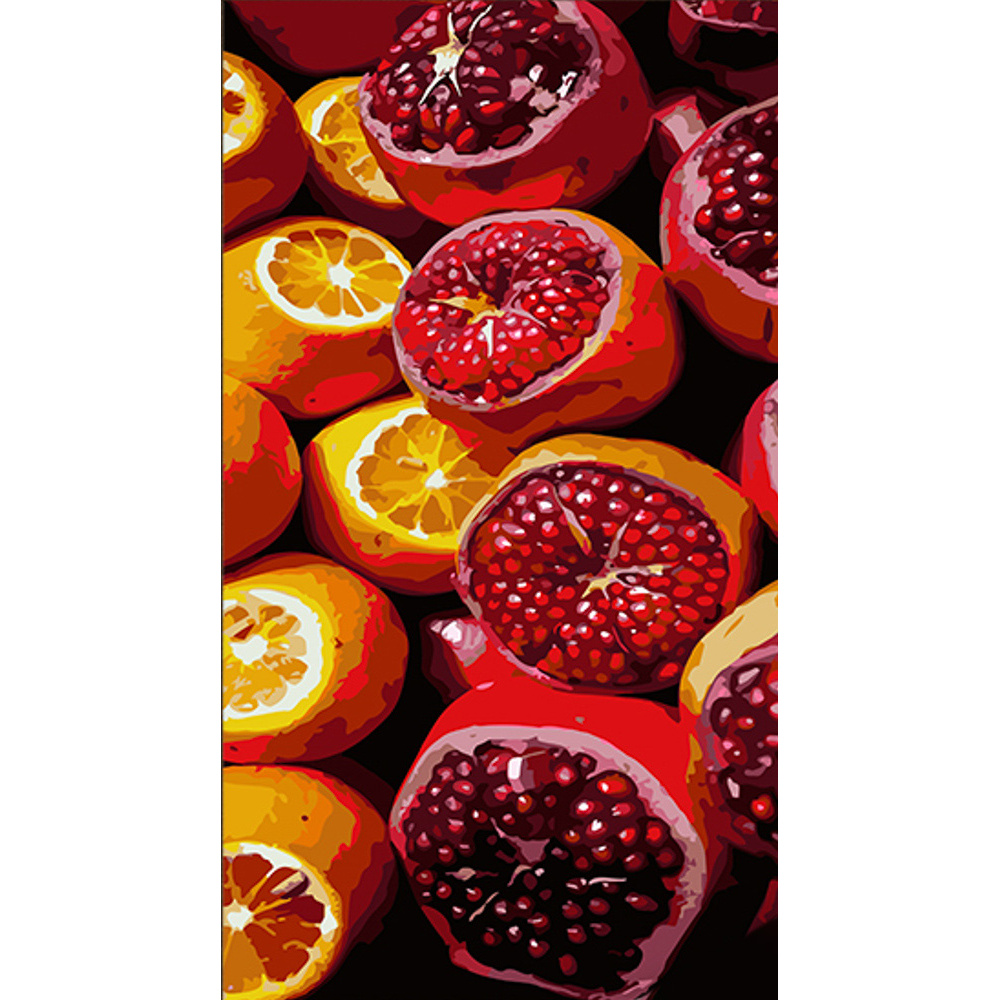 Malen nach Zahlen Strateg Juicy Granatapfel und Orange Größe 50x25 cm (WW212)