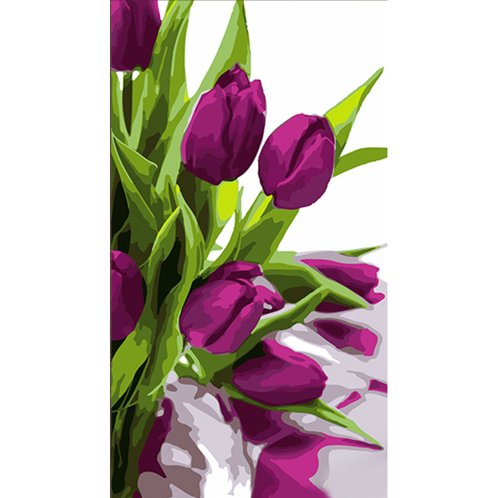Картина за номерами Strateg Фіолетові тюльпани розміром 50х25 см (WW213)