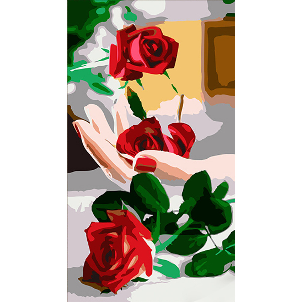Malen nach Zahlen Strateg Eine Rose auf einer Hand, Größe 50x25 cm (WW214)