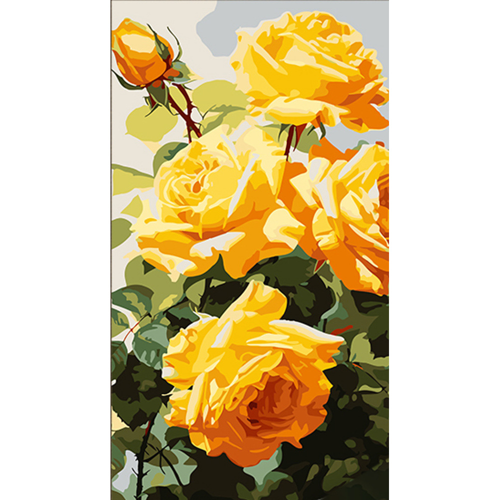 Malen nach Zahlen Strateg Gelbe Rosen Größe 50x25 cm (WW216)