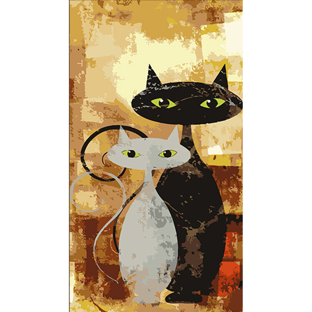 Картина за номерами Strateg Кіт та кішка розміром 50х25 см (WW225)