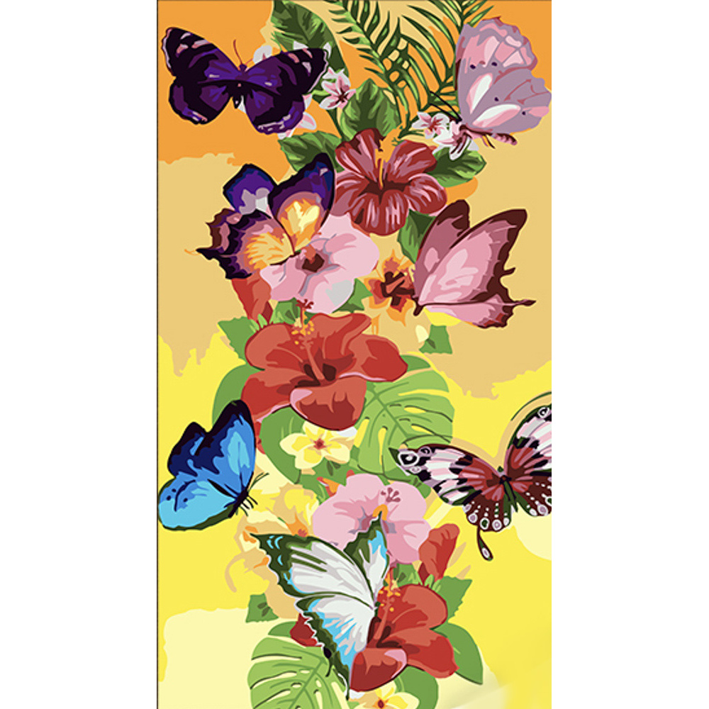 Malen nach Zahlen Strateg Bunte Blumen und Schmetterlinge Größe 50x25 cm (WW235)