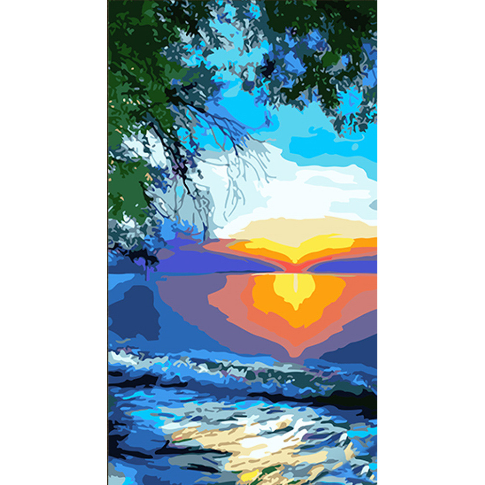 Картина по номерам Strateg Закат солнца у воды размером 50х25 см (WW241)