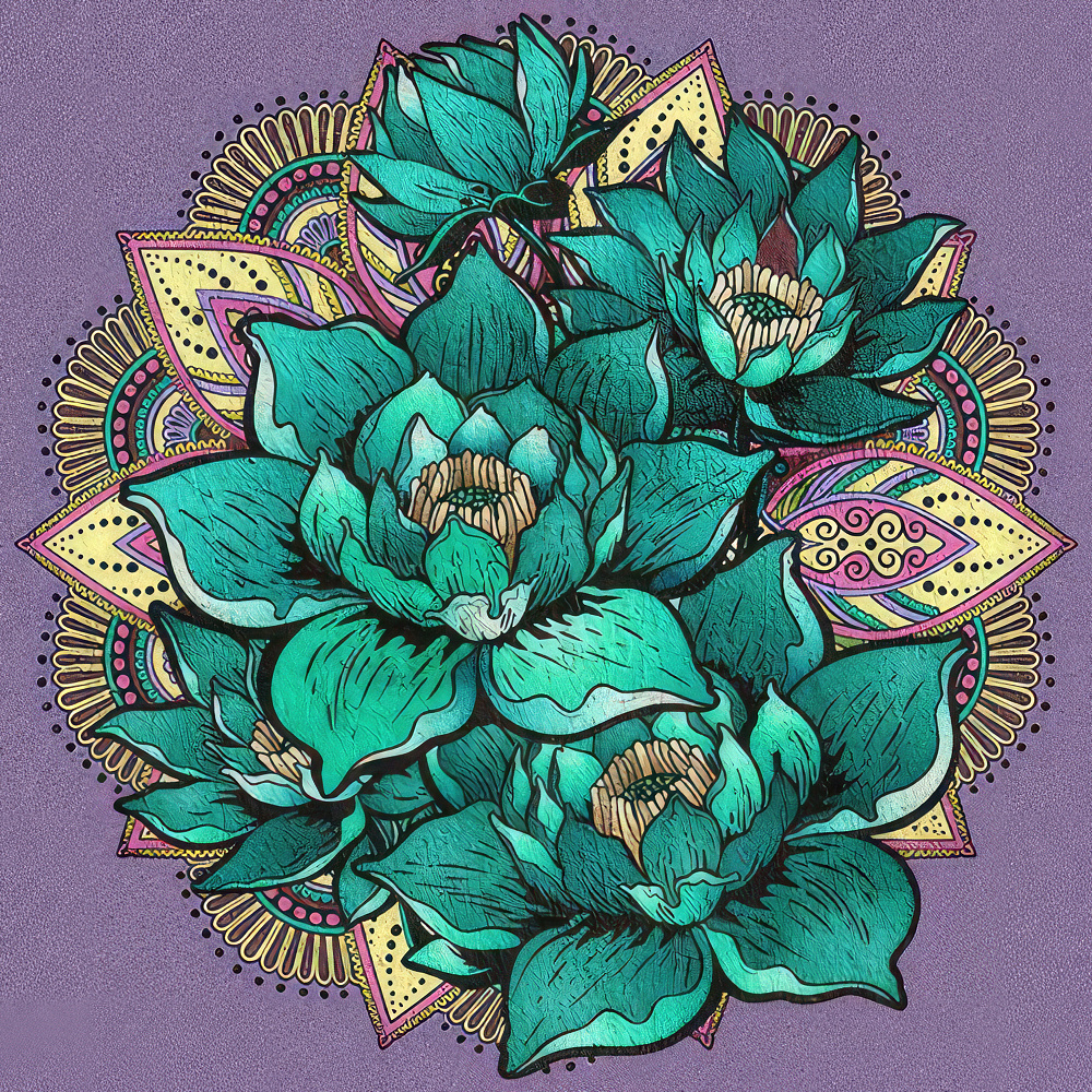 Набор для росписи-антистресс Strateg Цветок лотоса с мандалой размером 30х30 см (JCEE36810)