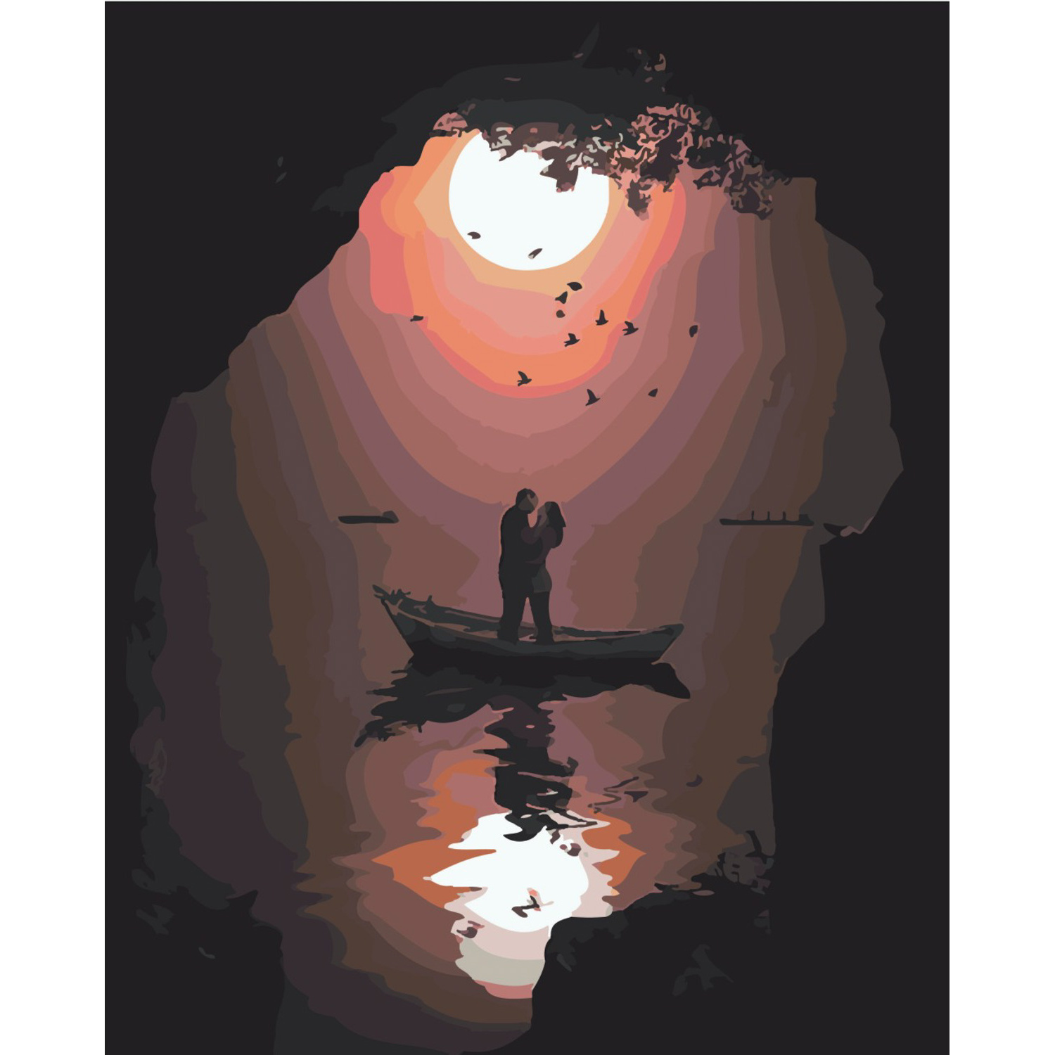 Картина за номерами Strateg Закохані у човнику на кольоровому фоні розміром 40х50 см (SY6417)
