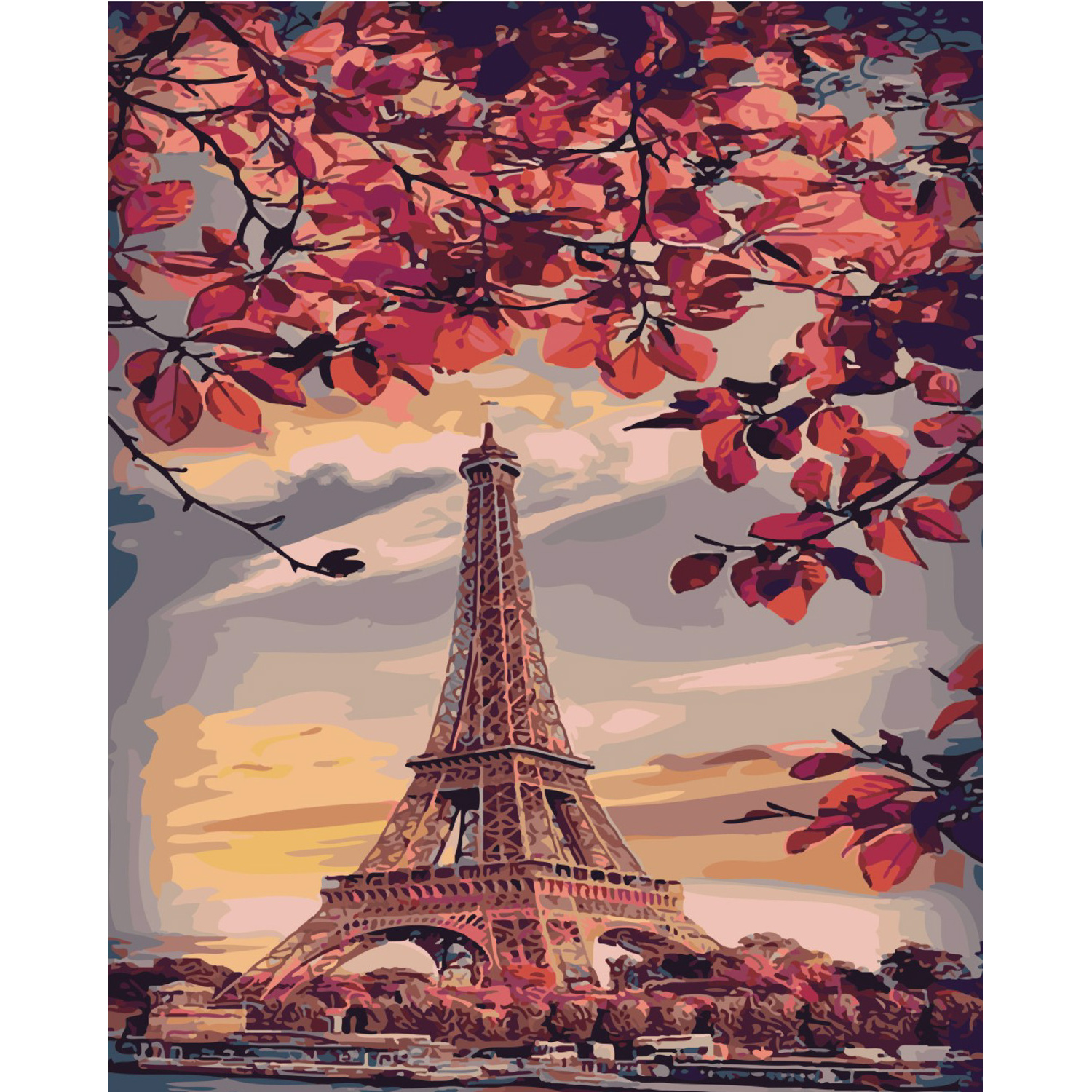 Картина за номерами Strateg Фарби Парижу на кольоровому фоні розміром 40х50 см (SY6443)
