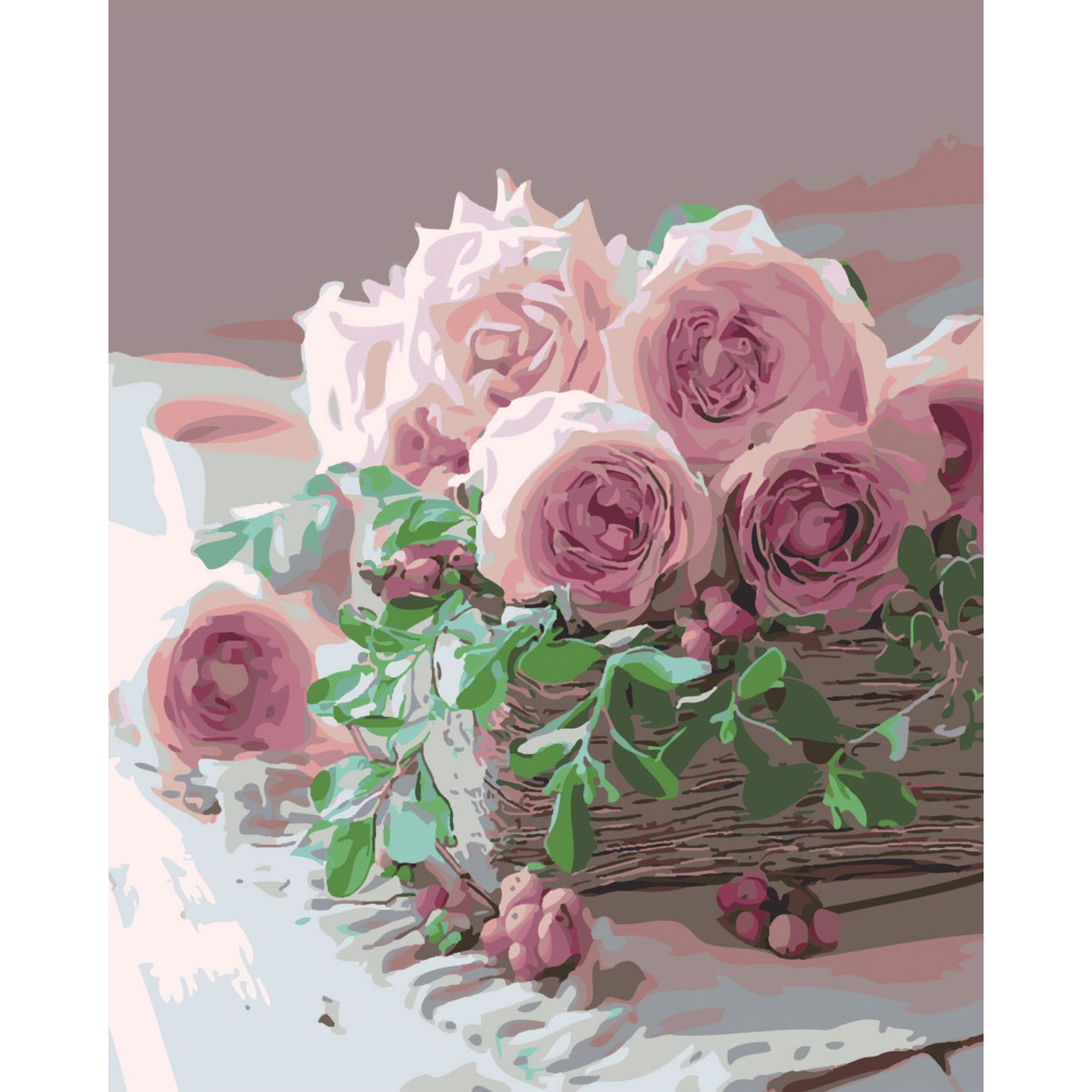 Malen nach Zahlen Strateg Sanfte Rosen auf farbigem Hintergrund, Größe 40x50 cm (SY6446)