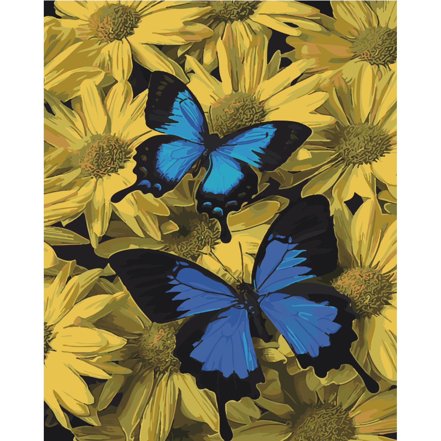 Картина за номерами Strateg Пара метеликів на кольоровому фоні розміром 40х50 см (SY6460)