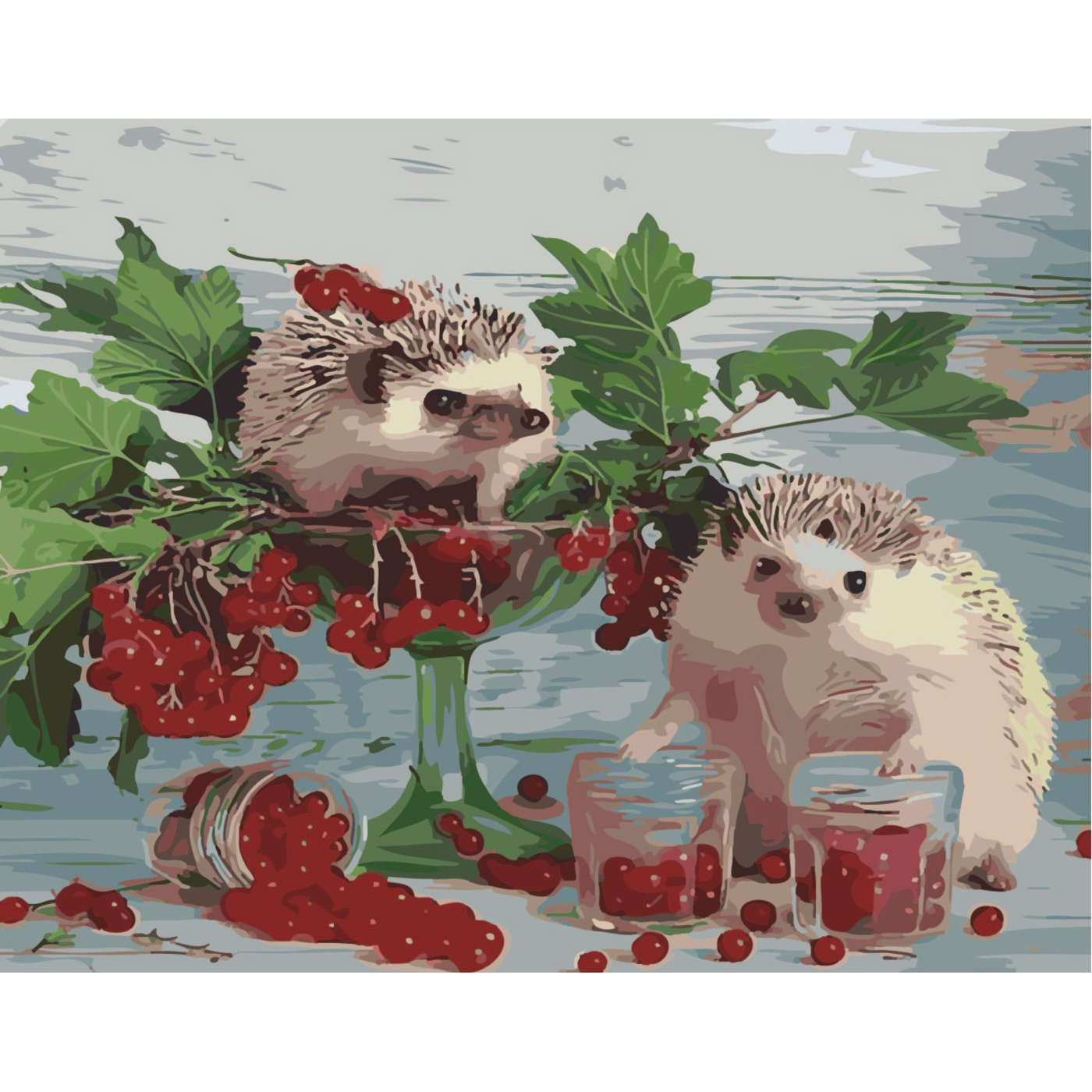 Paint by number Strateg Viburnum for hedgehogs on a colored background size 40x50 cm (SY6483)