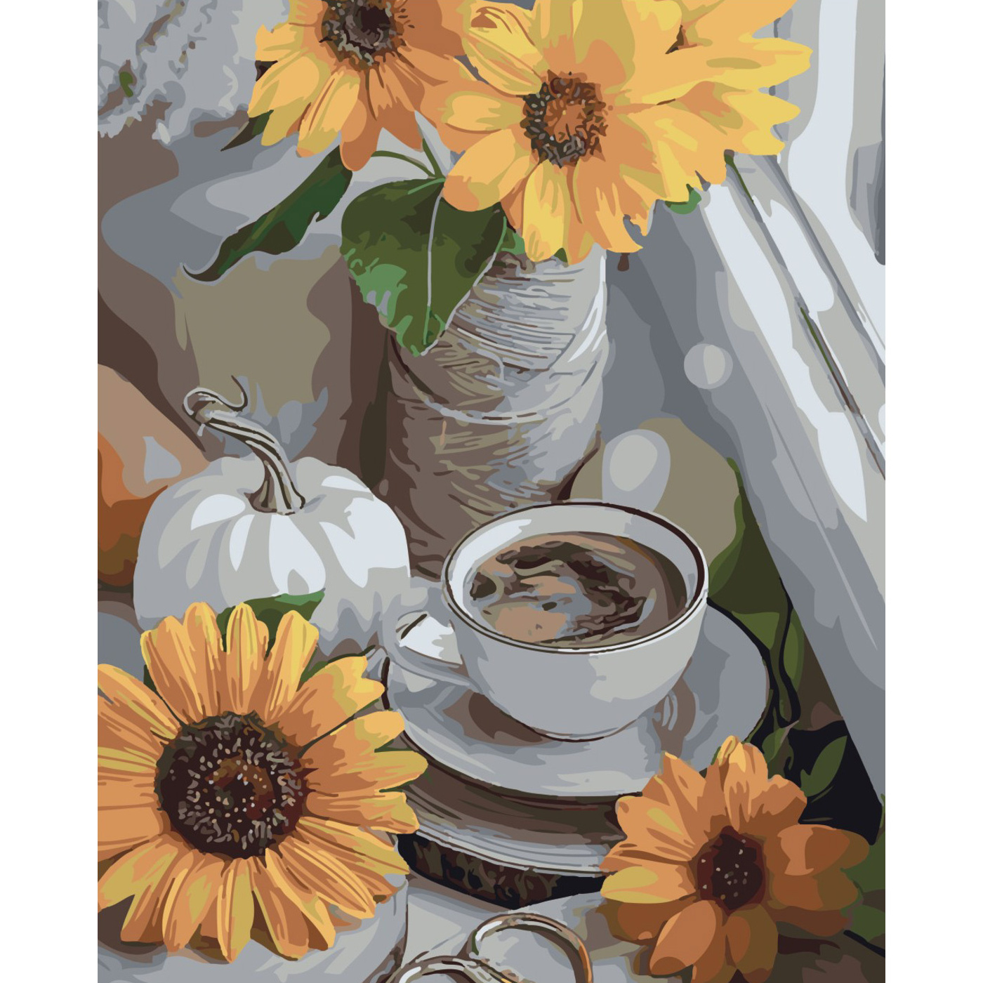 Картина по номерам Strateg Кофейный натюрморт на цветном фоне размером 40х50 см (SY6504)
