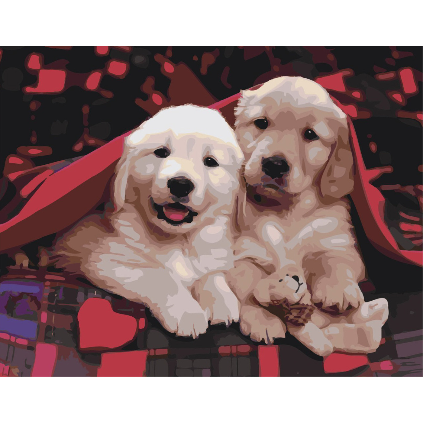 Paint by number Strateg A pair of puppies on a colored background, size 40x50 cm (SY6529)
